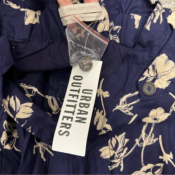 Urban Outfitters Breezy Floral Navy Relaxed Fit Diane Paperbag Wide Leg Pant - Picture 7 of 15